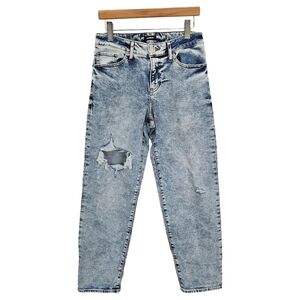 Express Stone Washed Distressed Mid-Rise Boyfriend Jeans Womens Size 6 Casual